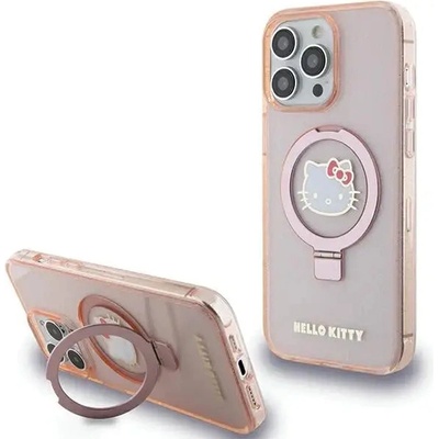 Hello Kitty Кейс Hello Kitty Ring Stand Glitter Electrop Logo MagSafe за iPhone 15 Pro Max, розов (Hel000117-0)