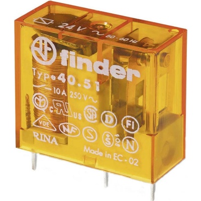 Finder 40.51.8.024.0000, 40.51.8.024.0000-50 relé do DPS, monostabilní, 1 cívka, 250 V/AC, 12 A, 50 ks