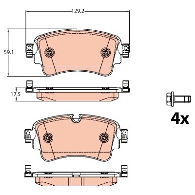 TRW Sada brzdových platničiek kotúčovej brzdy GDB2132