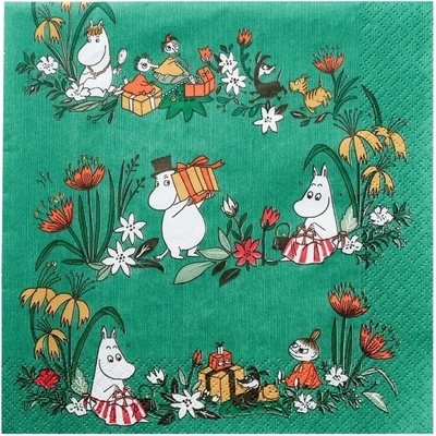 Moomin Ubrousky Misteli 20ks zelené 33x33cm