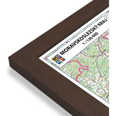 Excart Maps Moravskoslezský kraj - nástěnná mapa 135 x 90 cm Varianta: mapa v dřevěném rámu, Provedení: Pegi skořice