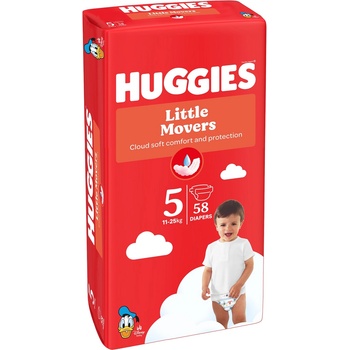 Huggies Бебешки пелени Huggies Little Movers - Размер 5, 11-25 kg, 58 броя (5029053548784)