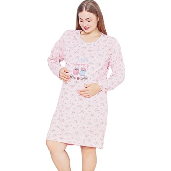 Макси нощница за кърмачки в цвят розова пудра с цветя