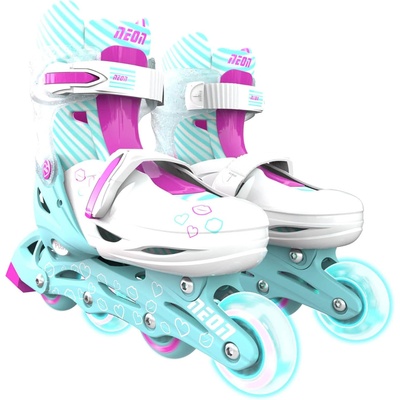Yvolution Детски ролери 2 в 1 Yvolution - Neon Combo Skates, размер 30-33, синьо-зелено и розово (NT09T4)