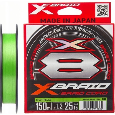 YGK X-Braid Cord X8 pletená Šnúra 150m zelená PE0,4 0,104mm 4,5kg