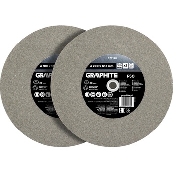 Graphite Brusné kotouče 200 x 20 / 16 / 12,7 x 20 mm P 60 57T128 2 ks