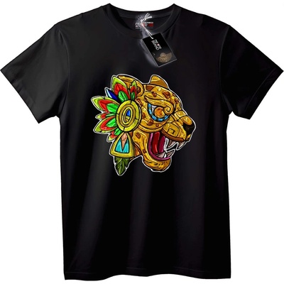 NOONEBRAND Тениска с Племенен Ягуар - 4XL, Black