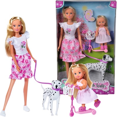 Simba Steffi Love Dolls Steffi a Evi na prechádzke so psom