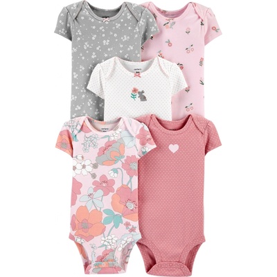 CARTER'S Body krátky rukáv Floral Pink dievča LBB 5ks