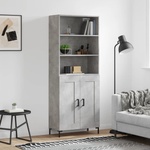 vidaXL Висок шкаф, бетонно сив, 69, 5x34x180 см, инженерно дърво (3189961)