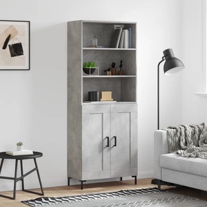 vidaXL Висок шкаф, бетонно сив, 69, 5x34x180 см, инженерно дърво (3189961)