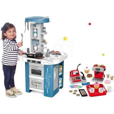 Smoby Set kuchyňka s technickým vybavením Tech Edition elektronická a malá kavárna s Espresso kávovarem a zákusky