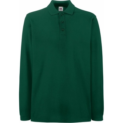 Fruit of the Loom PREMIUM POLO LSL Pánská polokošile s dlouhým rukávem tmavě zelená