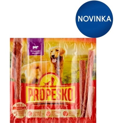 Propesko Doplnkové krmivo pre dospelé psy hovädzie salámky 5 x 10 g