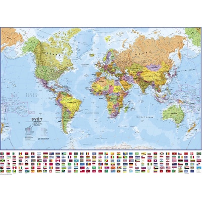 Excart Maps Svět - nástěnná politická mapa 136 x 100cm (ČESKY) Varianta: bez rámu v tubusu, Provedení: laminovaná mapa v lištách