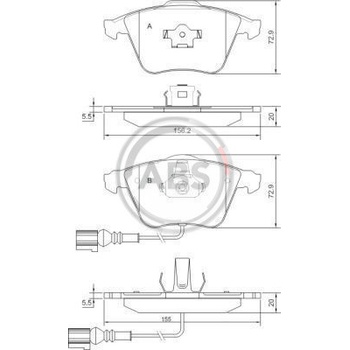 A.B.S. Sada brzdových platničiek kotúčovej brzdy 37426