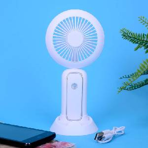  Бял ръчен вентилатор с поставка за телефон и led осветление