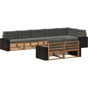 vidaXL Комплект дивани за открито 8 бр. Натурален и Антрацит (3383515)