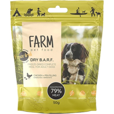 Farm Pet Food mrazem sušený B.A.R.F. Kuřecí s hráškem 0,05 kg