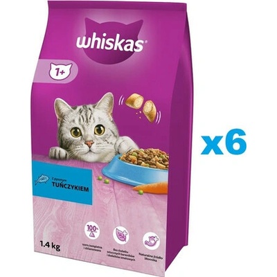 WHISKAS Adult pre dospelé mačky s lahodným tuniakom 6 x 1,4 kg