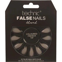 Technic False Nails Umělé nalepovací nehty bílé černozlaté Almond Colored French Tips 24 nehtů s lepidlem