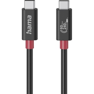 Hama Кабел USB-C еMarker, USB 4 Gen 4, 80 Gbit/s, 1 м, 5 A, 240 W , черен (200799)