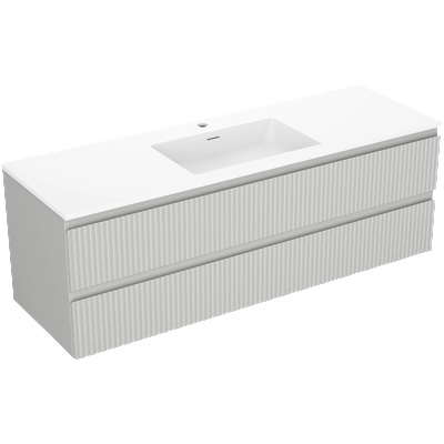 Mexen Rivel шкаф за баня 140 см с мивка Otis, 2 чекмеджета, релефен, сив мат/бял (91A20-14047-2-BFF62-W18M01)
