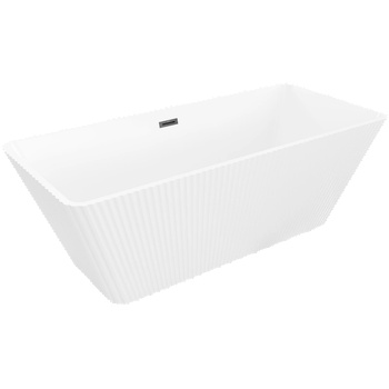 Mexen Tava свободно стояща оребрена вана 170 x 75 см, бяла, черен преливник (52851707500-70)