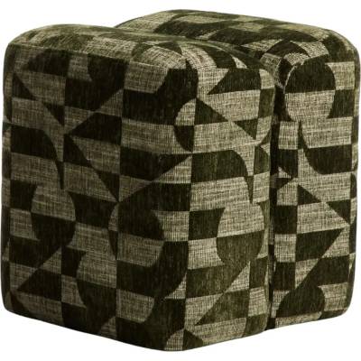 Kave Home Zelený vzorovaný puf Nedilo 45 x 45 cm