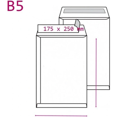 Obálka B5 bílá 175x250mm krycí páska