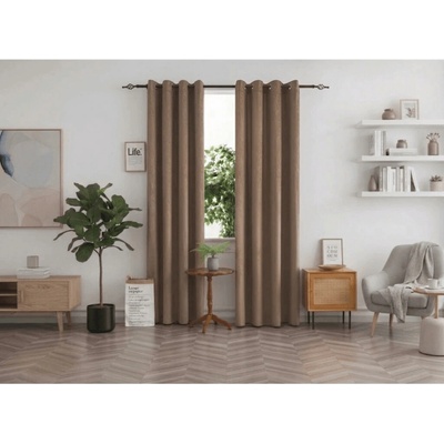 Textilomanie Zatemňovacia záclona DUNES VELVET 140x250 cm, béžovohnedá Zavesenie: Kovové krúžky