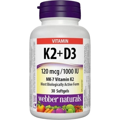 Webber Naturals Vitamin K2 120 mcg + D3 1000 IU [30 Гел капсули]
