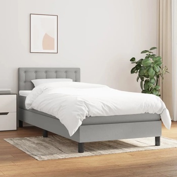 vidaXL Боксспринг легло с матрак, светлосиво, 100x200 см, плат (3140353)
