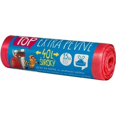 Sáček KOŠ ZATAHOVACÍ - 40 l červený EXTRA PEVNÉ po 15 ks – Zboží Živě