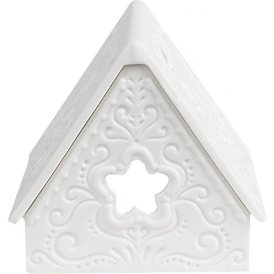 Bílý keramický domeček na čajovou svíčku Mechelen III – 8x8x8 cm