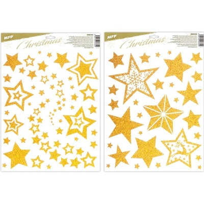 UNIPAP okenní fólie vánoce glitr VA028 zlaté 30x42cm 3091 8886452 375485