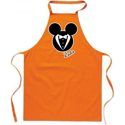 Povidlo.cz Zástěra Mouse Ženich Oranžová