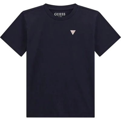 GUESS Тъмно синя тениска с изчистен дизайн за момче с малко лого Guess