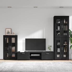 vidaXL Комплект ТВ шкаф FLORIN 3 бр. 150 x 39 x 30 cm Черно (3397955)