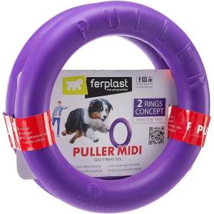 Ferplast Puller MIDI - Забавна интерактивна кучешка играчка за хвърляне и дъвчене - два броя ринга, O 19 x 6, 4 см