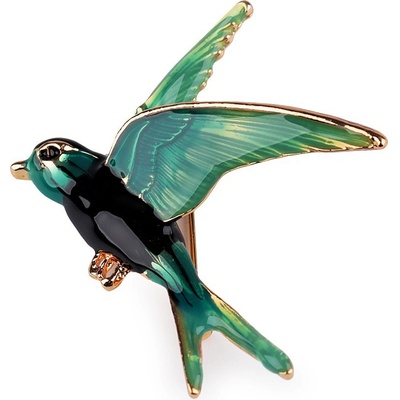 Brož ptáček modrá tyrkys