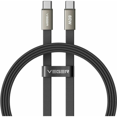 Veger CC06-MTB Flat Type C to Type C PD 3A 60W 1,2m černý