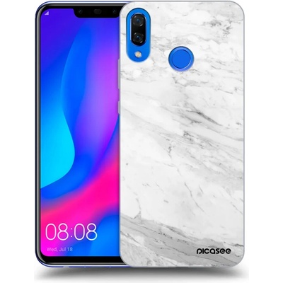 Púzdro Picasee silikónové Huawei Nova 3 - White marble čierne