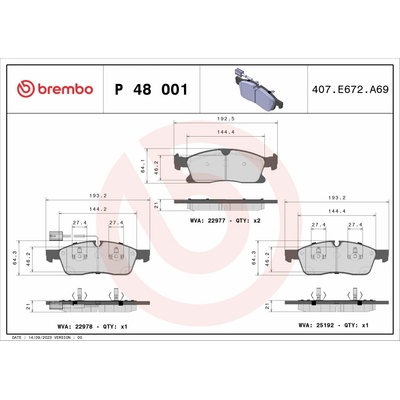 BREMBO Súprava brzdových doštičiek P 48 001