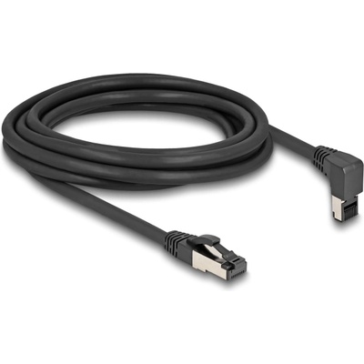 Delock RJ45 мрежов кабел Cat. 8.1 S/FTP 90 градуса огъване нагоре / прав 3 м черен