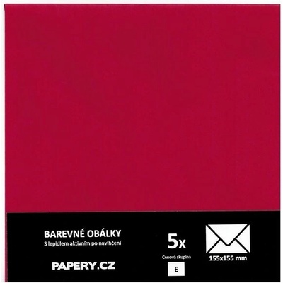barevná obálka 155X155 ČERVENÁ TMAVÁ, 5 kusů, 100 gm2, olizová HBLR 062