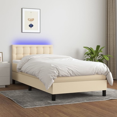 vidaXL 3133435 Boxspring postel s matrací a LED textil / barva krémová