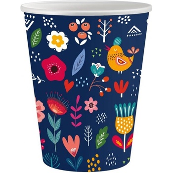 Image 1 of Godan Хартиени чаши, фолклорен мотив, тъмносини, 6 бр