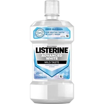 LISTERINE Advanced White Mild Taste Mouthwash 500 ml освежаваща и избелваща вода за уста без алкохол