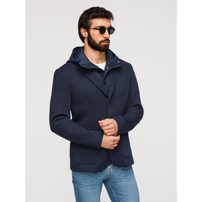 Ombre Clothing Мъжко структурирано яке с качулка и висок яка - тъмно синьо V3 M167 Ombre Clothing Ombre Clothing | Sin | МЪЖЕ | S